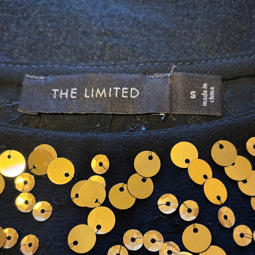 The Limited Small Sequin Embellished Black and Gold Women's Top